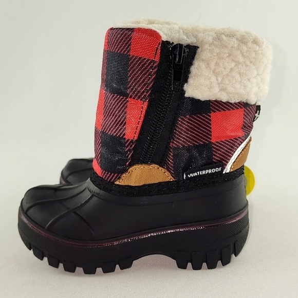 HOT PAWS Youth Red Plaid Snow Boots Waterproof Insulated -30C Reflective Size 6 - Picture 5 of 16
